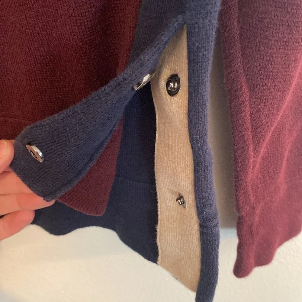 J. Crew Colorblock Side Button Crewneck Baumwolle long sleeve Sweater Sz xs